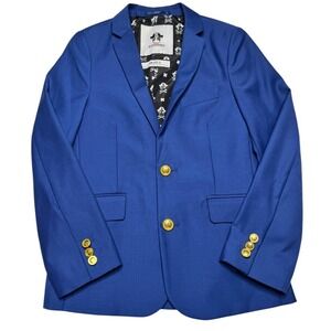 Black N Bianco Golden Age Slim Fit Blazer with Gold Brass Buttons Blue Boys 12